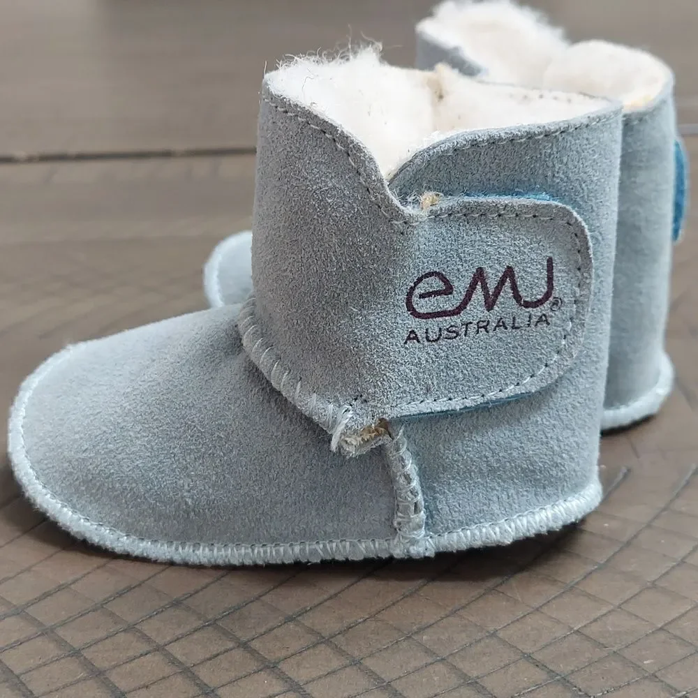 EMU Australia Light Blue Suede Wool Lined Baby Boots 0-6 Months
